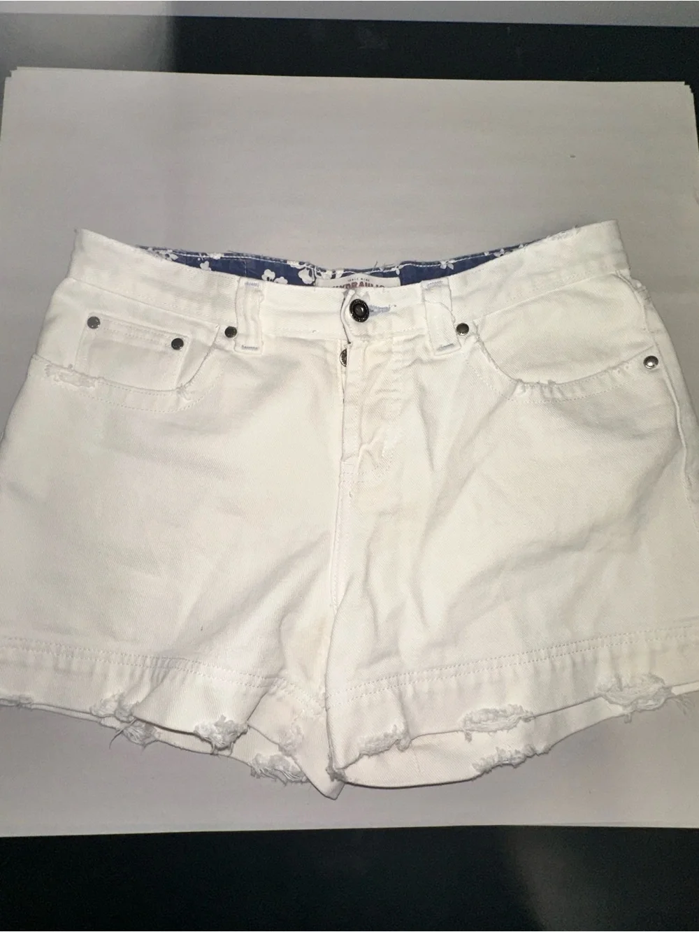 Hydraulic White Denim Distressed Shorts